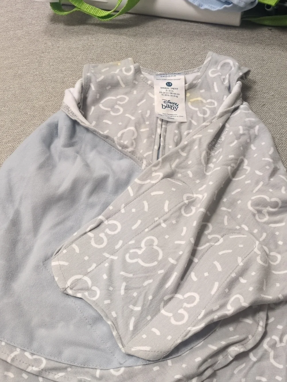 Disney Light Blue and Gray Baby Sleep Sack with Mickey Outline